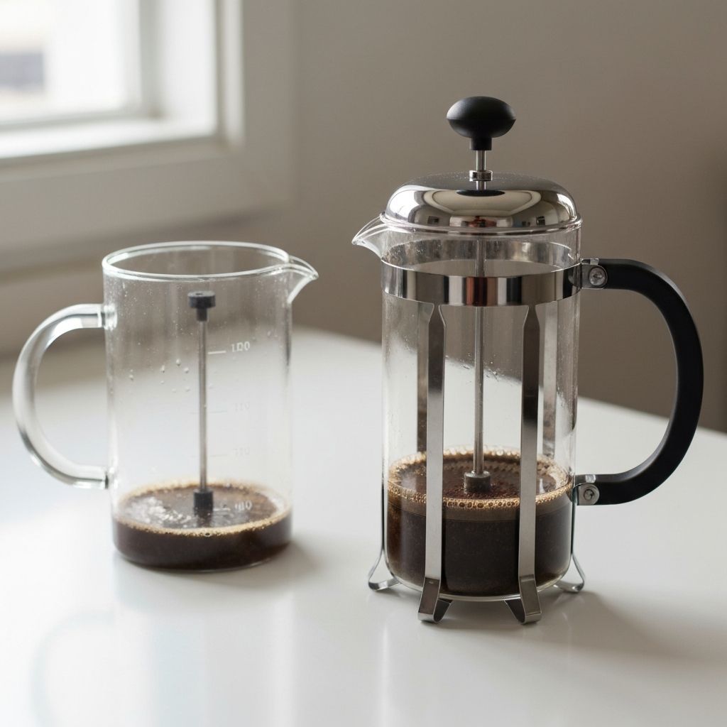 Klassische Französische Kaffeepresse aus Glas und Edelstahl