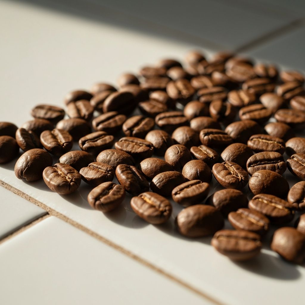 Frische Kaffeebohnen von HaoRöst auf heller Keramikfläche